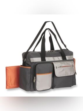 Graco Gray Orange Diaper Bag Travel Tote Multi Pocket Baby Gear Organizer